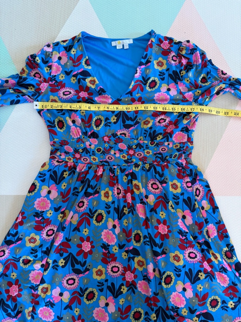 Boden Moroccan Blue Flora Bloom Jersey Mini Tea Dress Size 8 - Picture 7 of 10